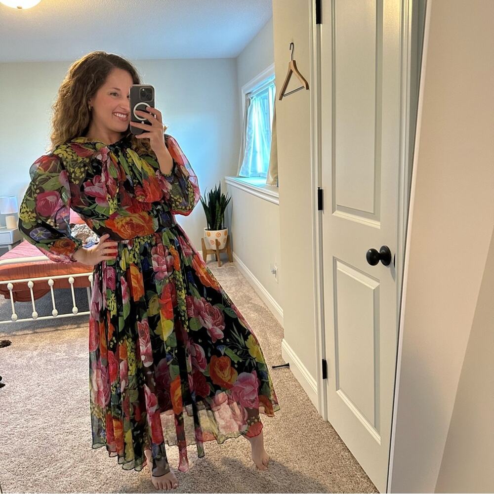 Multicolored Floral Organza Maxi Dress XS/S - Picture 6 of 11